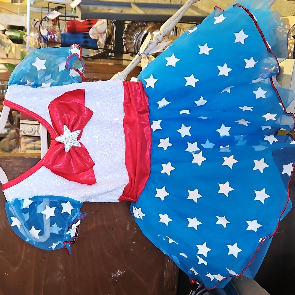 Blue and Red Star Dress Childrens Size SMALL